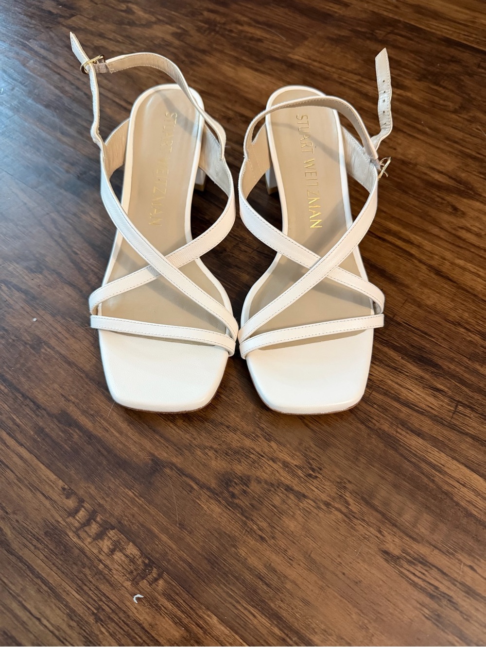 Stuart Weitzman women’s Oasis 50 Block heel sling back Sandals ivory size 9.5 - Picture 6 of 10